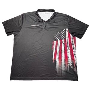 Snap-on Performance Polo Shirt Mens 3XL‎ Black USA America Flag Graphic Workwear